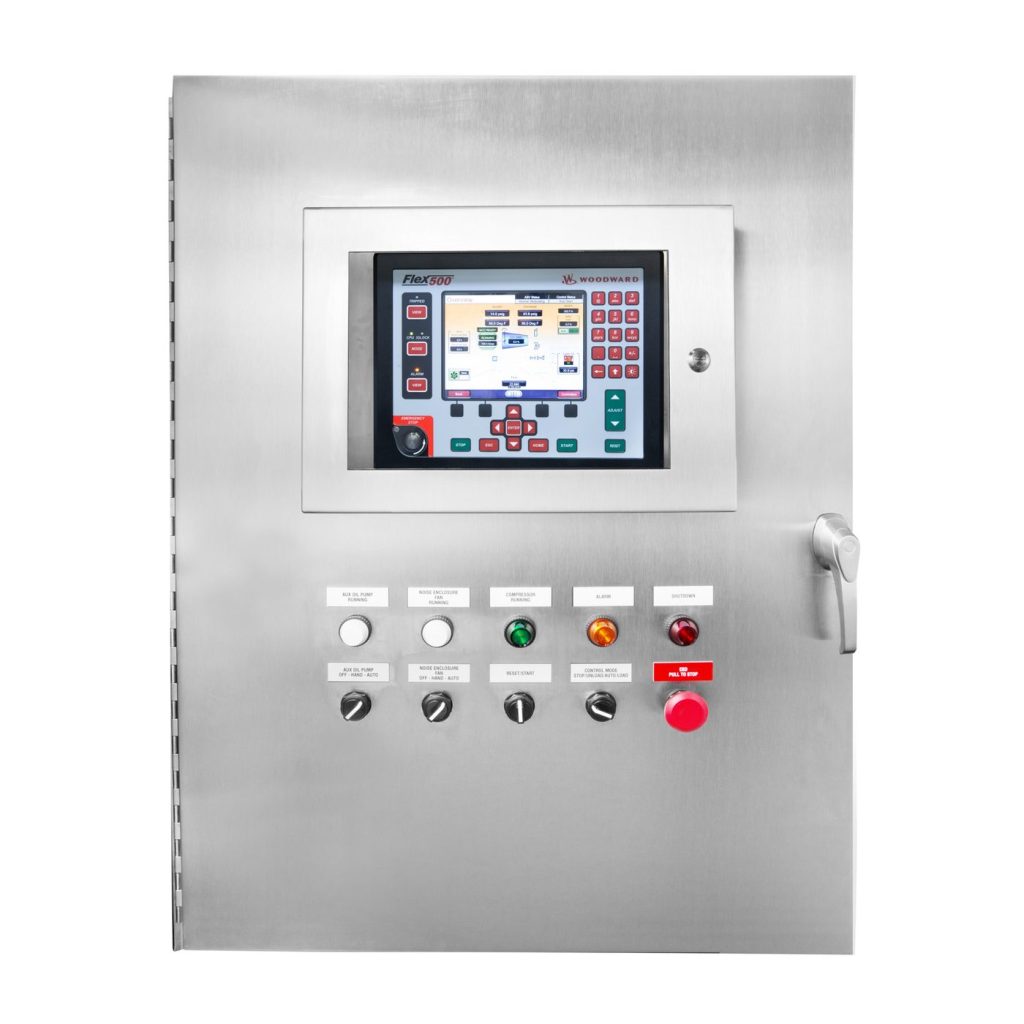 Drake-built Flex500 control panel, closed cabinet front view